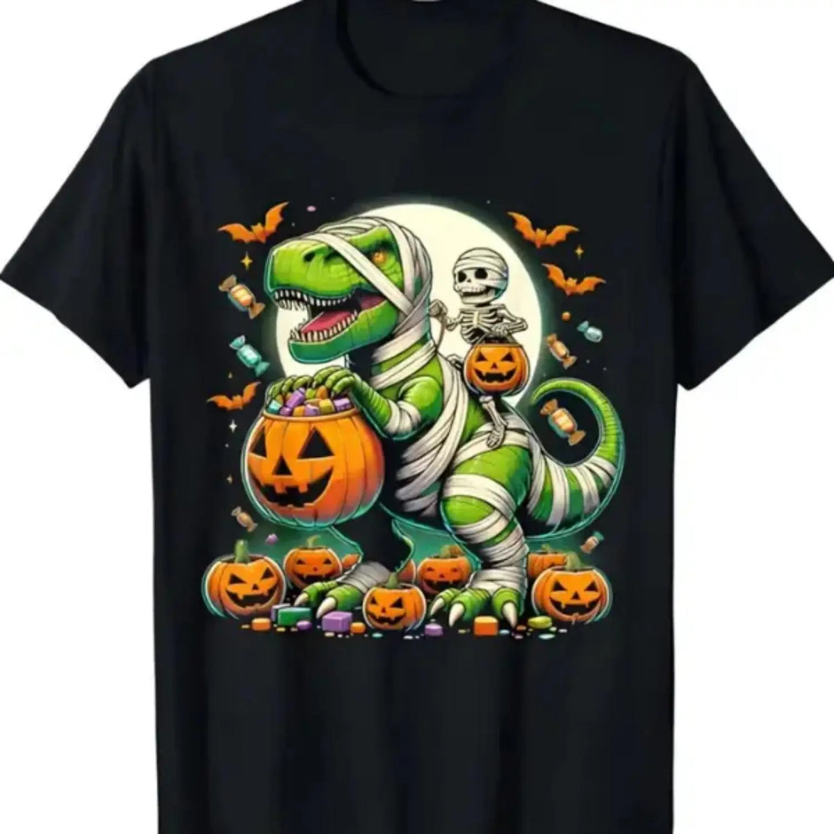 Halloween Funny T Rex Dinosaur Mummy Boys Trick Treat Youth and Adult Children's Cotton T Shirt Halloween Tee Trending Tee Kids Clothing Birthday Gift Family Shirt Gift for Son Halloween Outfit Funny Shirt