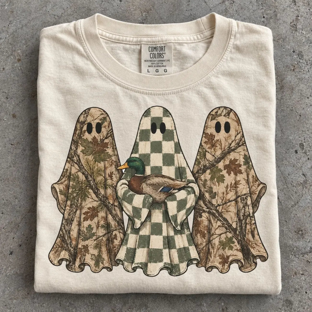 Hunting Season Ghosts Comfort Shirt: Camo Mallard Duck Halloween Tshirt