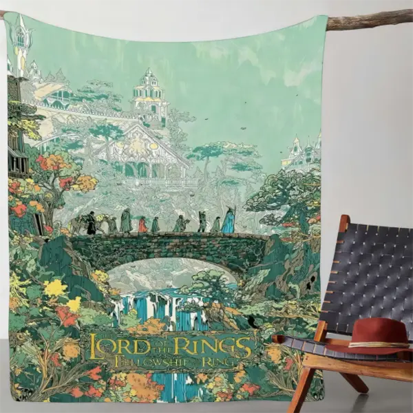 Lord Of The Rings Flannel Throw Middle Earth Landscape Ultra Soft Warm Fabric All Season Comfort Perfect For Sofa Bed nap Chair Decor Durable Machine Washable Long Lasting Quality blankets ultra-soft throw blanket