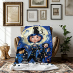 Coraline Cartoon Character Print Flannel Blanket - Soft Warm Bed Throw for Home or Travel Use, Ideal Holiday Christmas Birthday Gift for Teens, Flannel Blankets