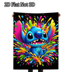 [SummerVibes] DISNEY CLASSIC Lilo & Stitch Colorful Splash Throw Blanket - Super Soft Flannel, Lightweight, Ideal for Couch, Camping & Outdoor Use