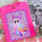 Comfort Colors Preppy Halloween Ghost Shirt, Cute Boo Ghost Coquette Tee, Floral Spooky Season Pumpkin Shirt, Girly Retro Halloween Apparel for Women