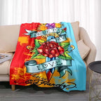 3dED- HARDY Tattoo Tiger Skull Blanket Living Room Bedroom Sofa Soft and Comfortable Warm Blanket Office Leisure Blanket