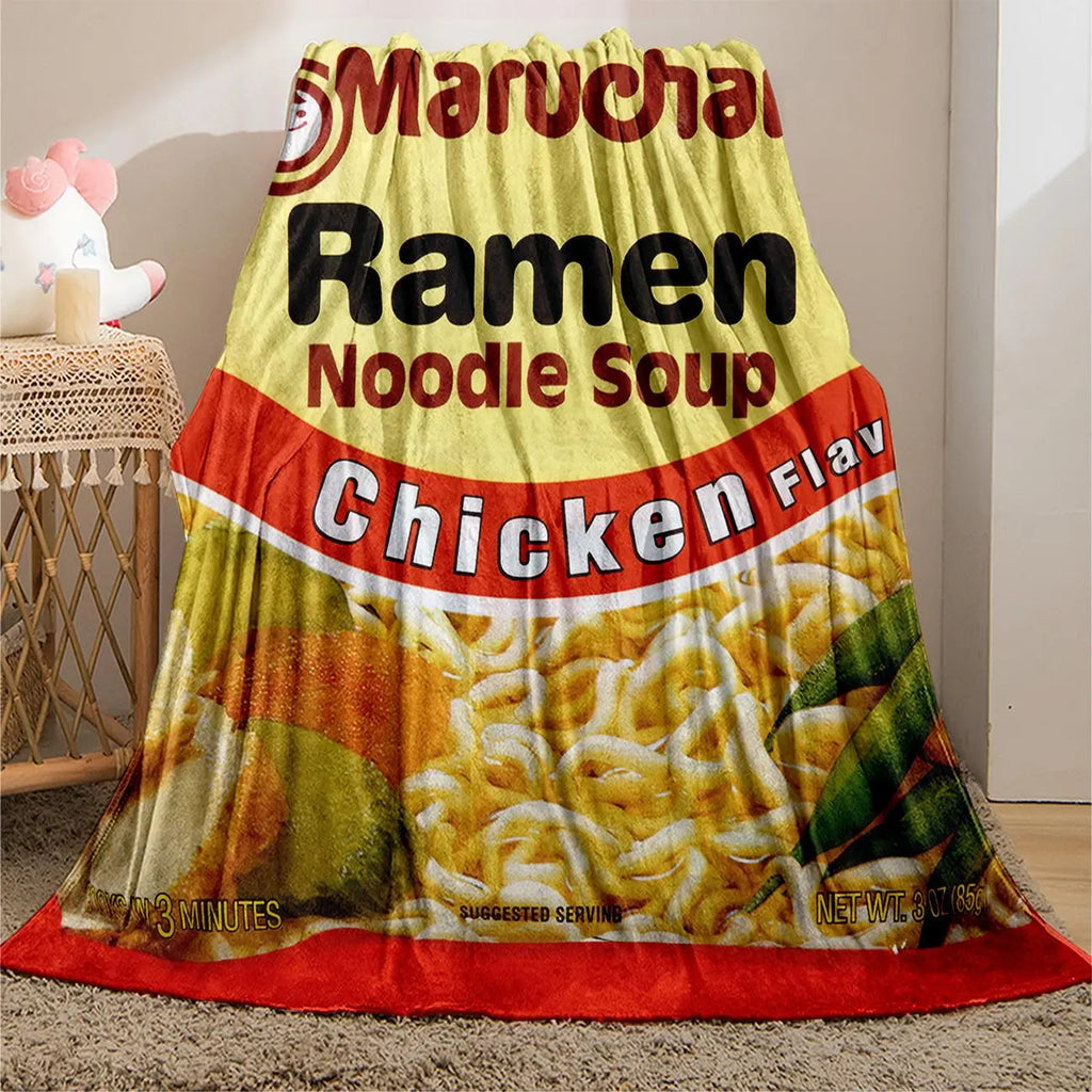 Chicken Noodle Pattern Graphic Throw Blanket, Soft Comfortable Warm Decorative Home Decor for Office, School, Dormitory & Camping #GLOBAL PICKS