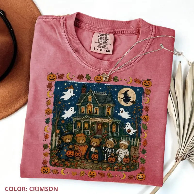 Comfort Colors 90s Bears Halloween Shirt, Trick or Treat Tee, Haunted House Graphic T-Shirt, Pumpkin Lover Spooky Season Gift