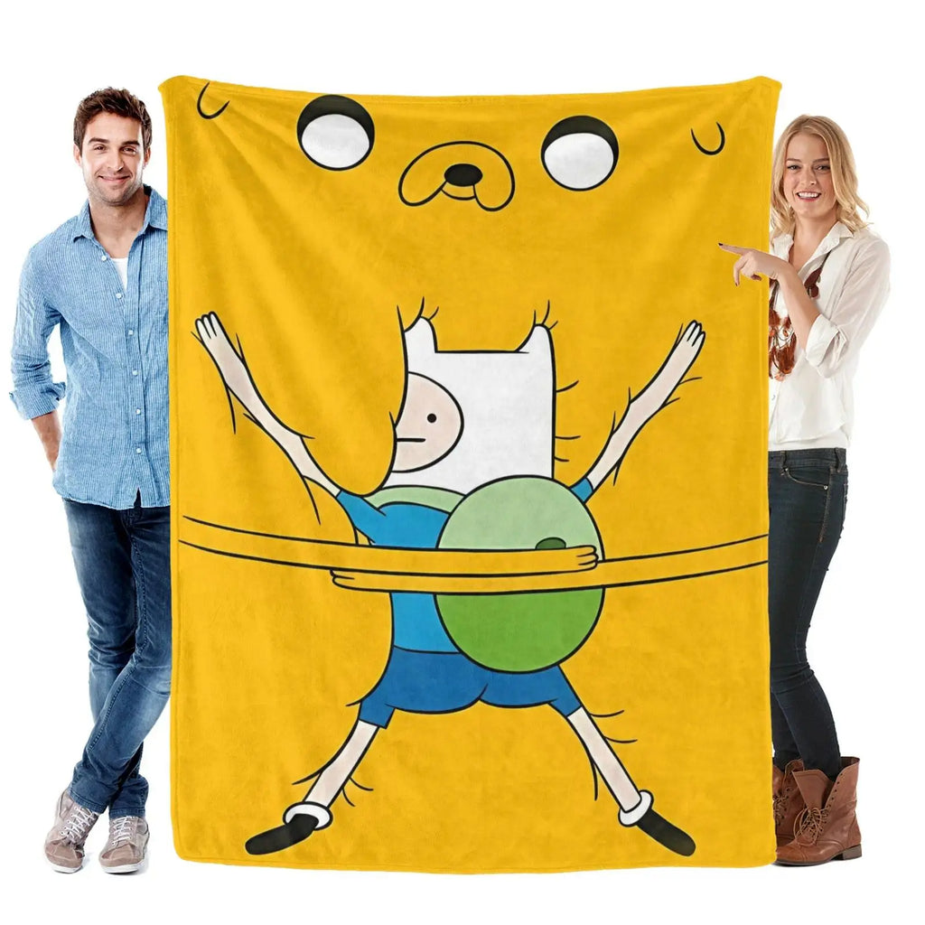 Adventure Time Cartoon Characters Flannel Blanket Large Size Ultra Soft Warm Lightweight Cozy Throw Blanket Perfect For Bed Sofa Living Room Office Camping Travel Gift Birthday Christmas For Fans Boys Teens Her