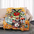 3dED- HARDY Tattoo Tiger Skull Blanket Living Room Bedroom Sofa Soft and Comfortable Warm Blanket Office Leisure Blanket