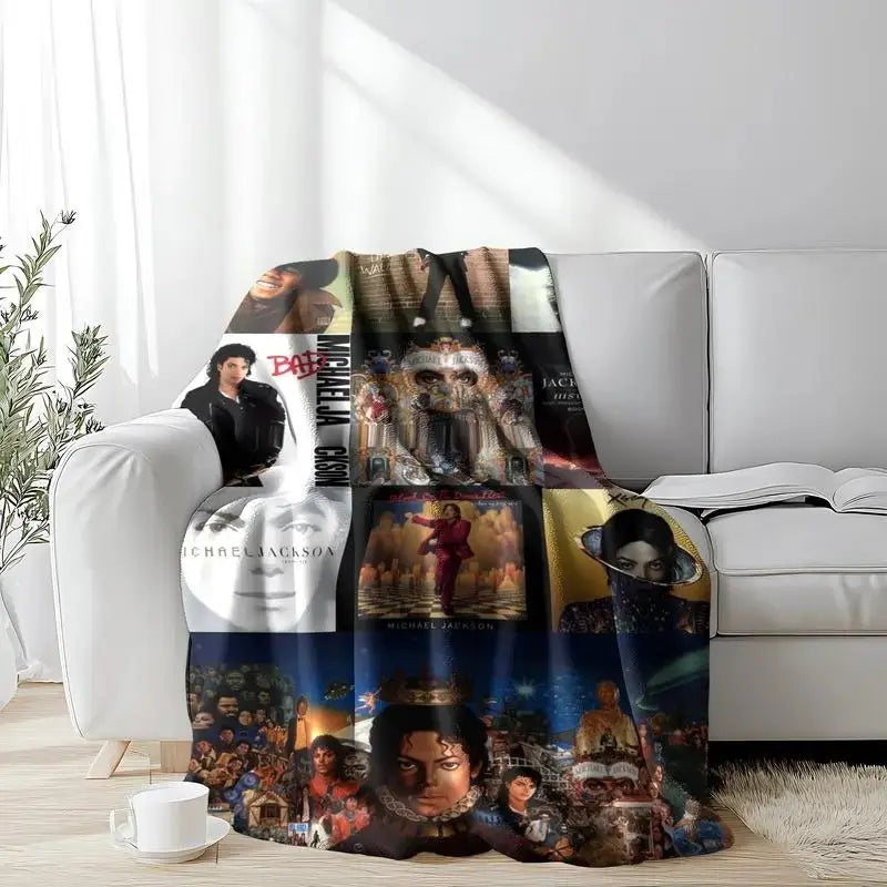 Michael Jackson King Of Pop Vintage Flannel Throw Blanket - Ultra Soft, Cozy Warm - for Bedroom, Couch, Travel - Perfect Gift for Pop Fans, Gifts for Him - Aesthetic Room Decor