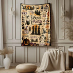 Comfortable Halloween Three Witches & Pumpkin Print Flannel Blanket, Soft Warm Anti-Pilling Cozy Throw, Ideal Fall & Winter Gift, Fall Blankets