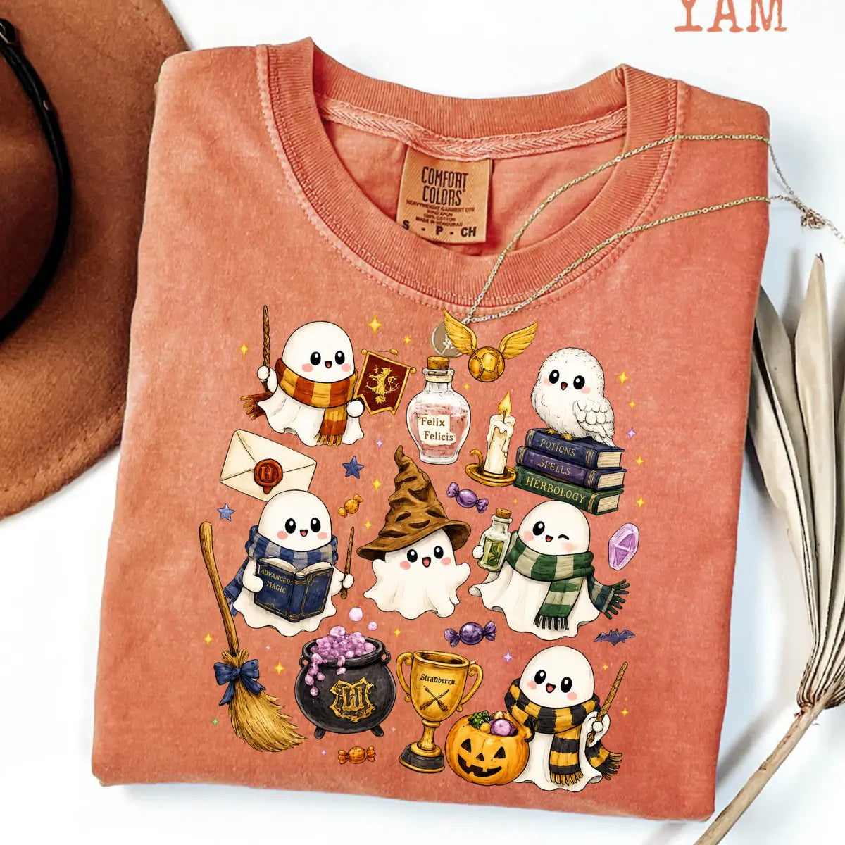 Comfort Colors Wizard Ghost Shirt, Magical Halloween Graphic Tee, Fantasy Ghost T-Shirt, Spooky Wizard World Inspired Gift