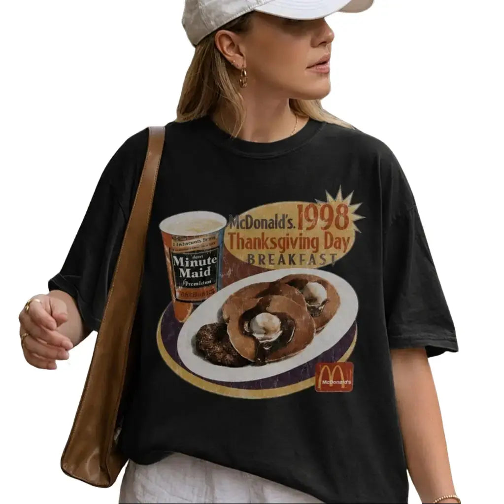 [SALE UP TO 30%] 1998 Thanksgiving Breakfast Promo T-Shirt, Vintage Graphic Shirt, Retro Y2K Outfits, 100% US Cotton, Design & Printed In The USA