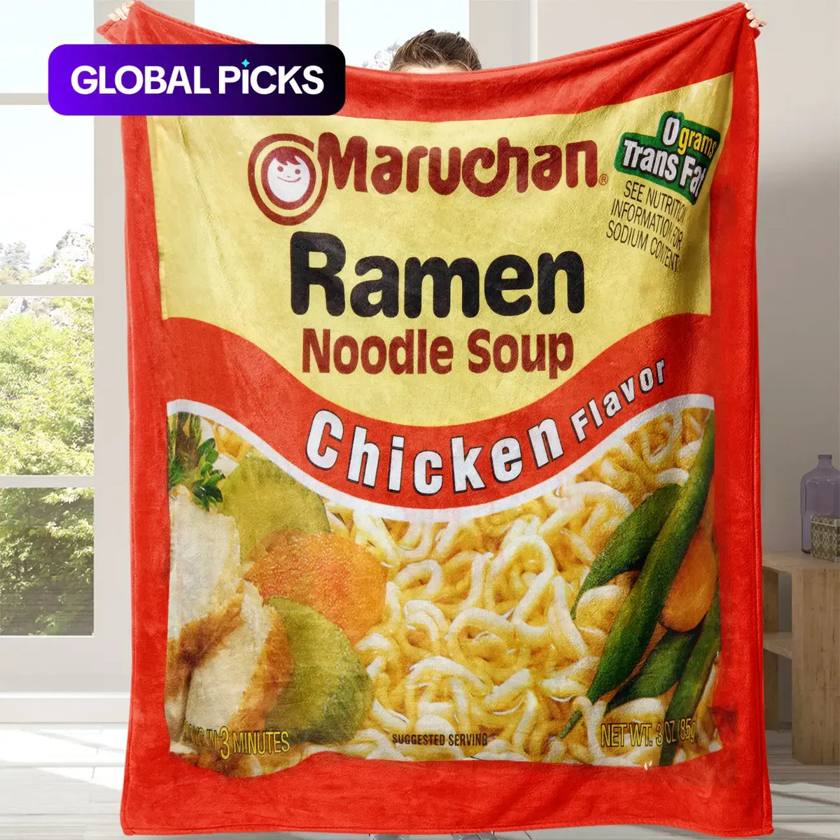Chicken Noodle Pattern Graphic Throw Blanket, Soft Comfortable Warm Decorative Home Decor for Office, School, Dormitory & Camping #GLOBAL PICKS