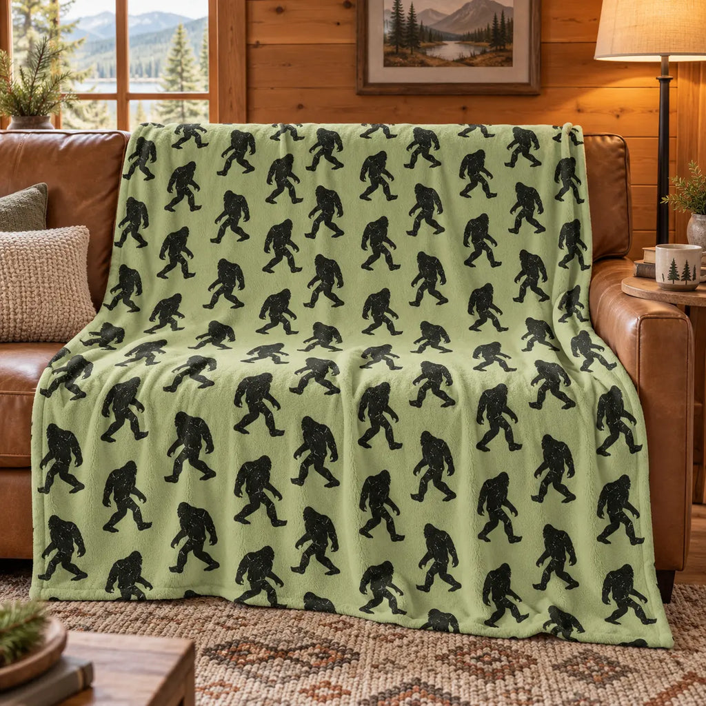 Funny Big Foot Sasquatch Gifts Blanket, Bigfoot Blanket for Men Women, Funny Birthday Unique Sasquatch Gifts, Vintage Flannel Throws Blanket for Bed Sofa Car, Gift for Him, Printed on One Side, Cozy Throw Blankets,Halloween Christmas Gift