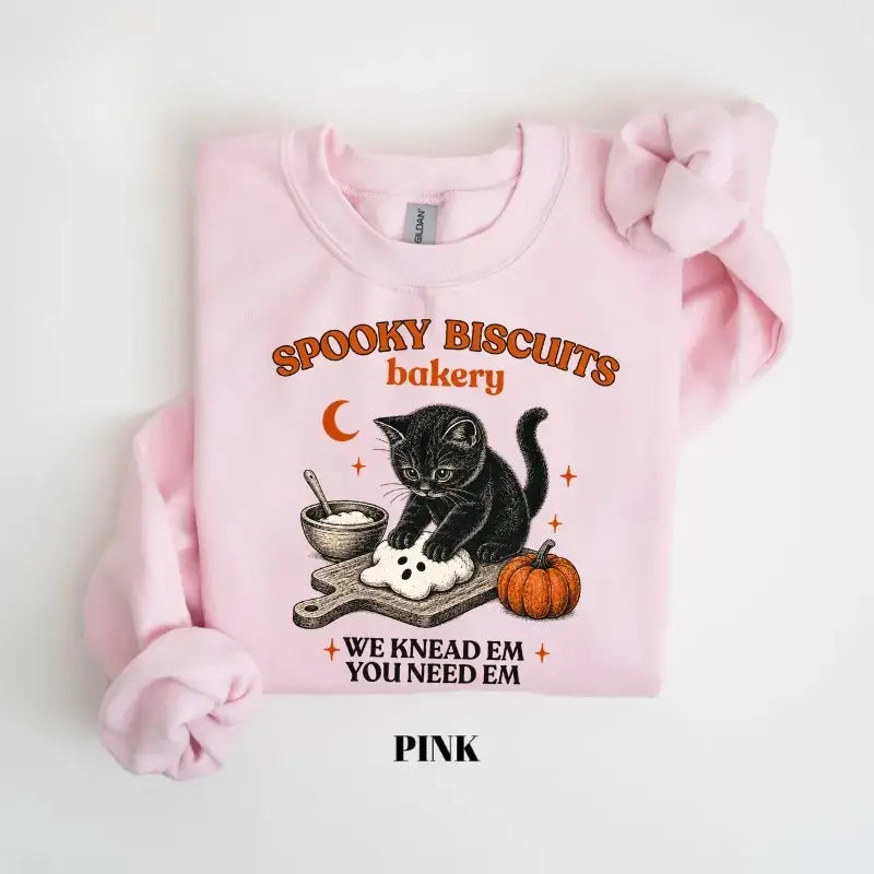 Kitty Biscuits Halloween Sweatshirt, Spooky Black Cat Crewneck, Vintage Baking Pumpkin Pullover, Cute Cat Lover Fall Gift, Cozy Autumn Graphic Top Tee