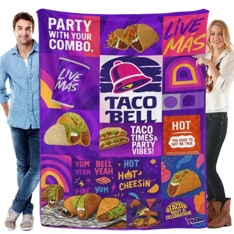 Taco Bell Themed Ultra-Soft Heavyweight Flannel Blanket, Queen Size, Multi-Use Throw for Sofa, Bed & Travel, Quality Home Decoration & Holiday Gift Idea summerwins
