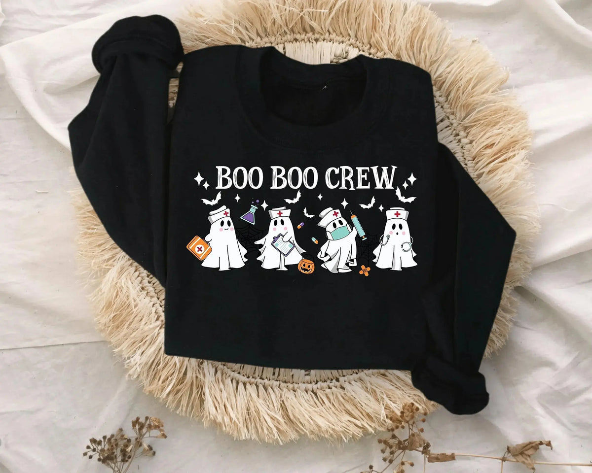Boo Boo Crew Sweatshirt or T-Shirt, Funny Nurse Shirt, Nurse Crewneck Sweatshirt, Nursing Gift,Nurse Tee, Ghost Nurse Shirt, Halloween Nurse Sweatshirt