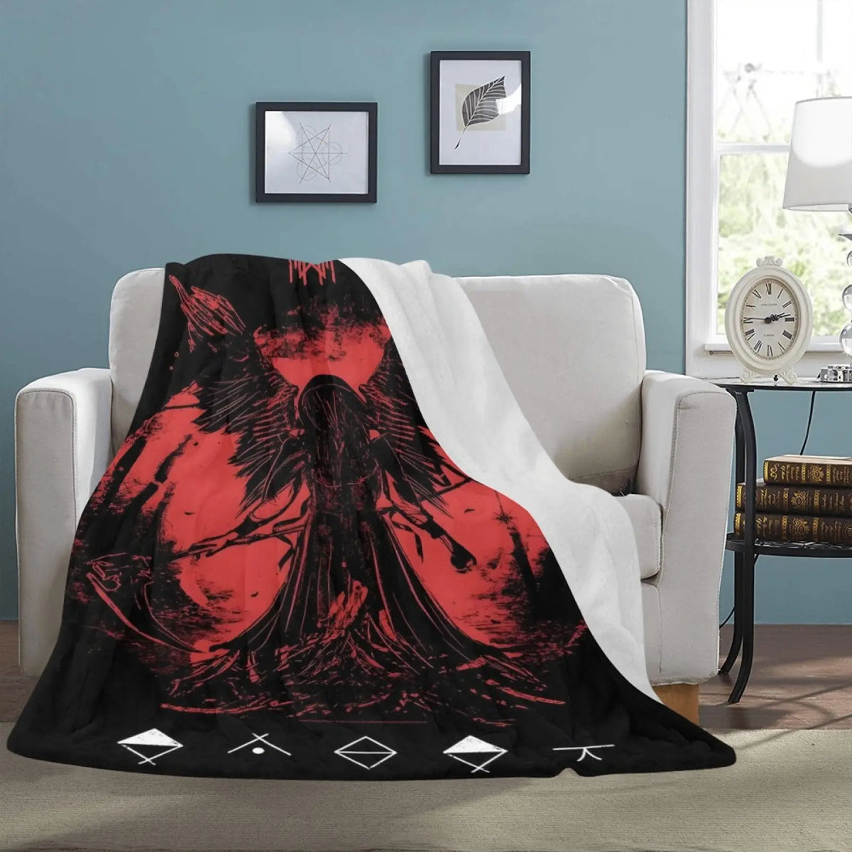 Metal Music Dark Aesthetic Pattern Flannel Blanket, Soft Warm Throw Blanket, Air-conditioned Sofa Bedroom Dorm Couch Office Car Travel Home Blanket, Warm Nap Blanket for Men Women Adults Boys Girls, Birthday Mother's Day Fans Gifts