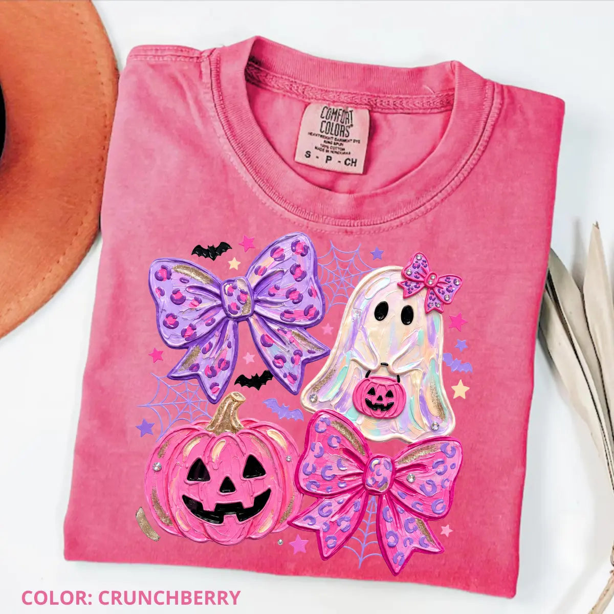 Comfort Colors Preppy Ghost Coquette Shirt, Cute Pink Bow Halloween T-Shirt, Girly Spooky Season Graphic Tee, Retro Fall Ghost Apparel, Trendy Gift